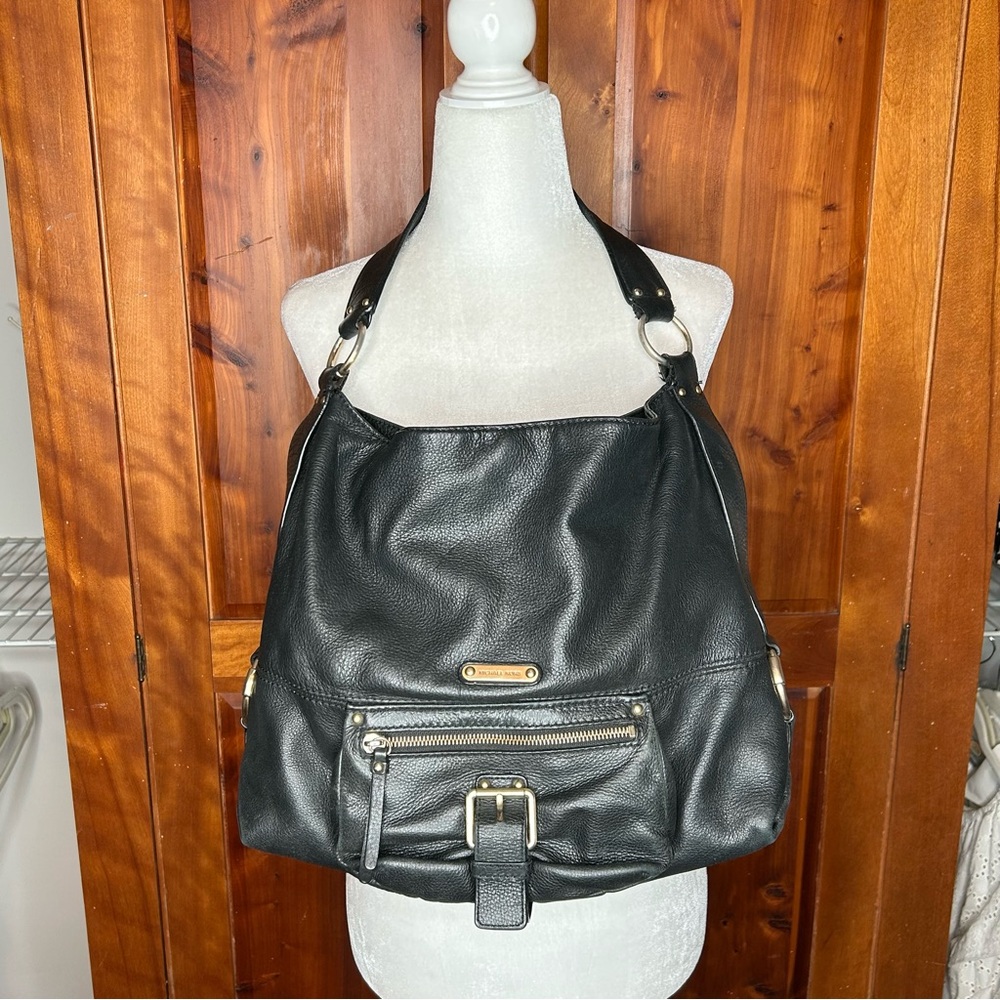 Michael Kors Austin Hobo Pebbled Leather Shoulder Bag w Gold Accents Y2K Slouchy - Picture 3 of 17
